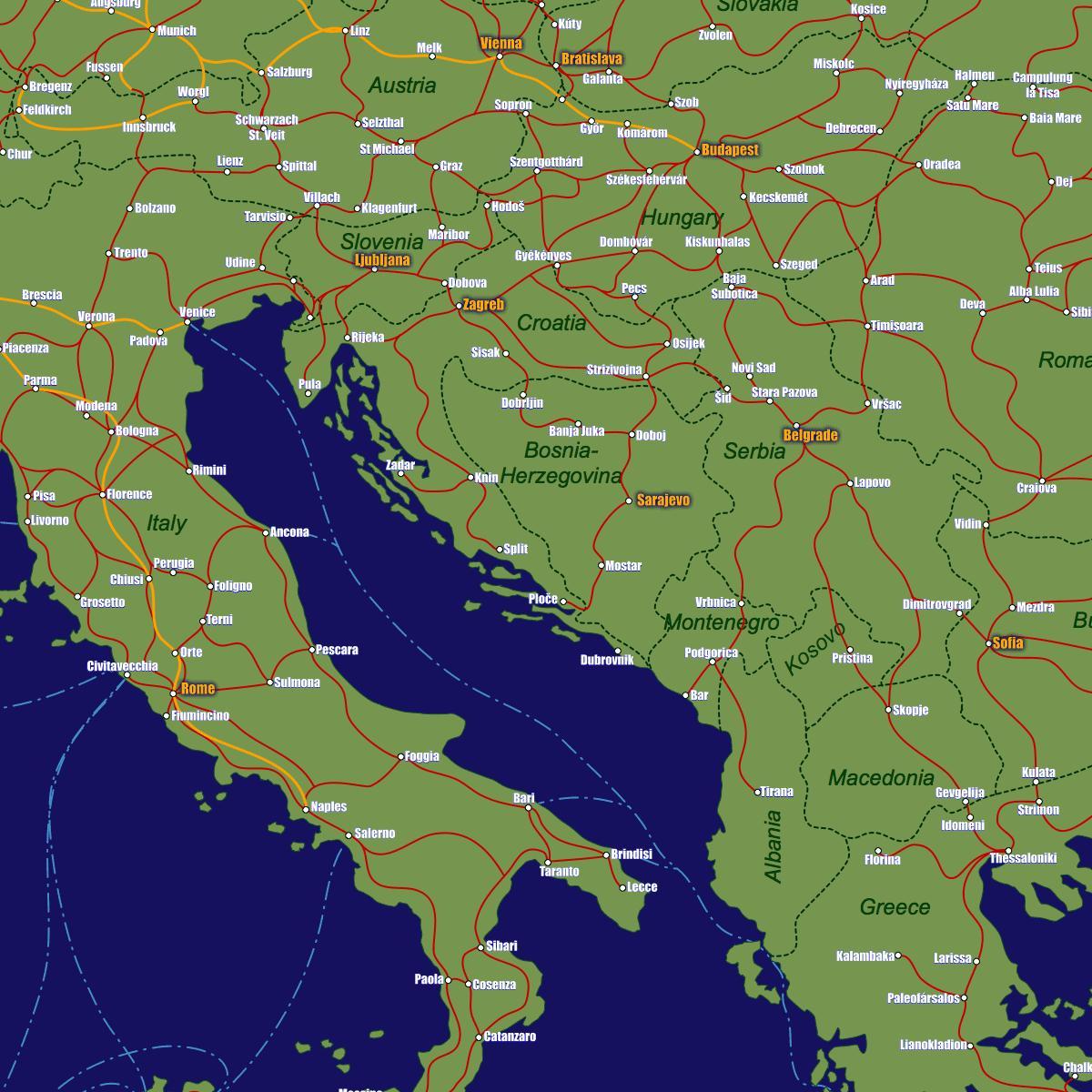 Bòsnia ferrocarril mapa