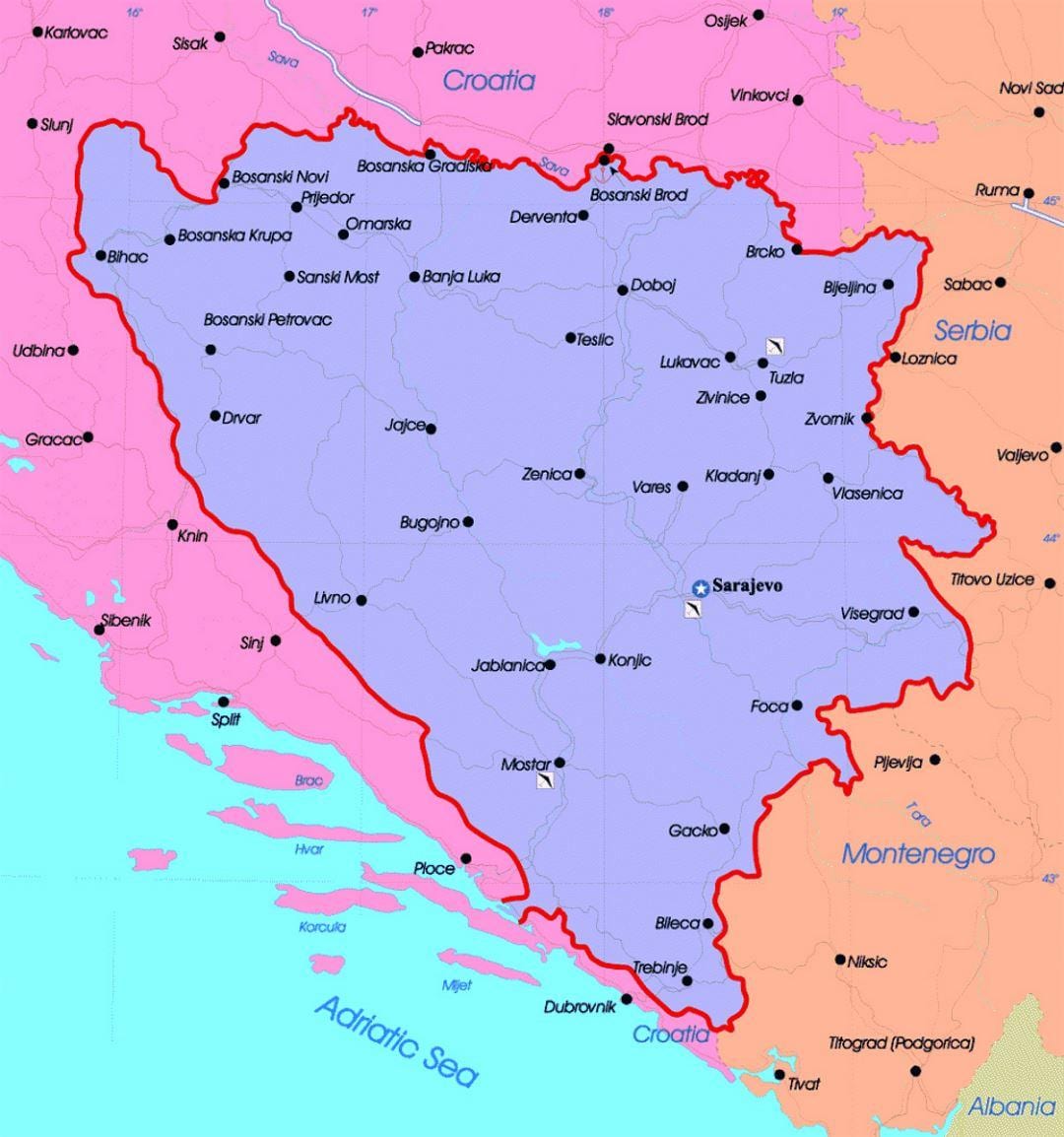 Bòsnia i Hercegovina mapa polític