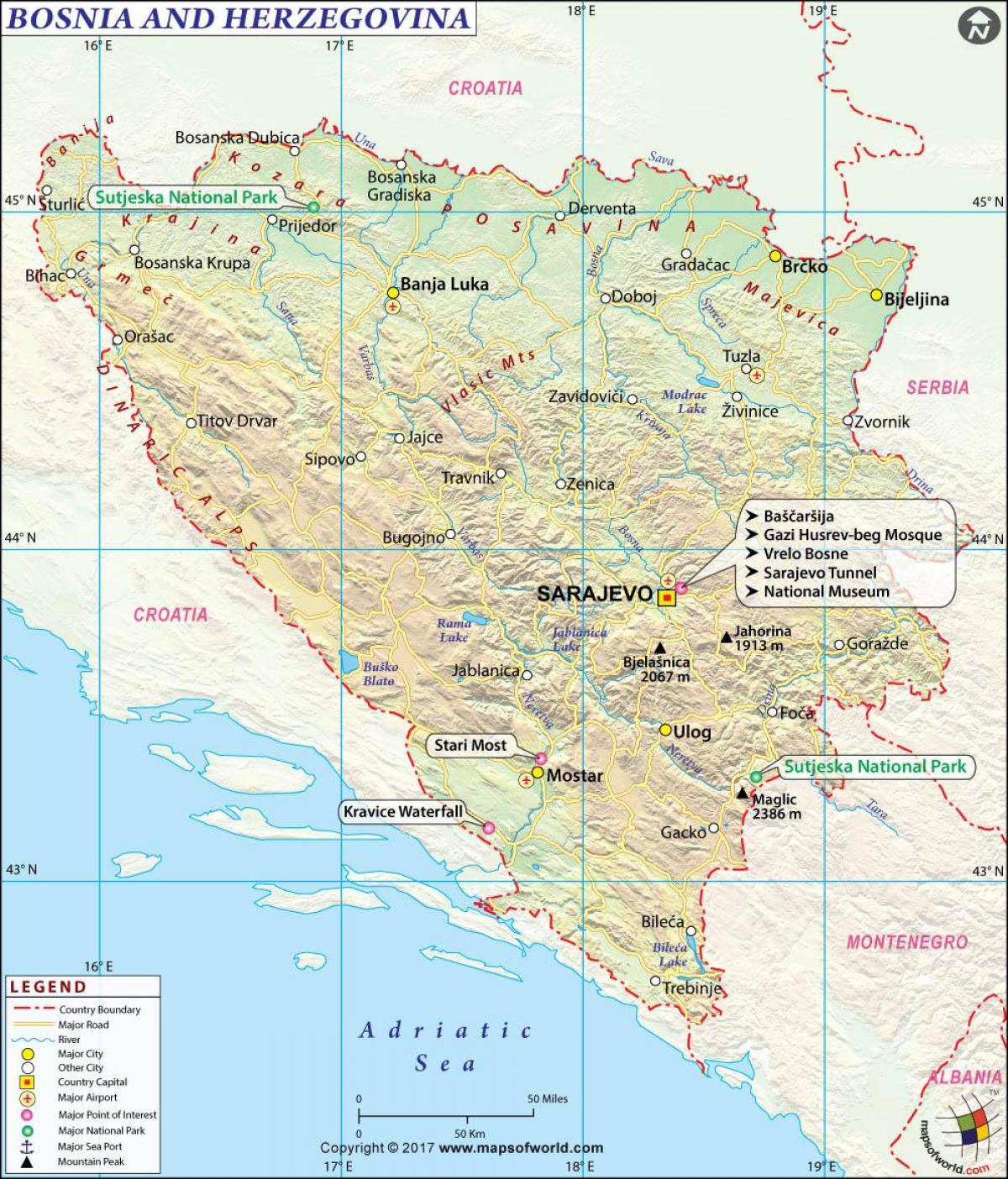 Mapa de Bòsnia país