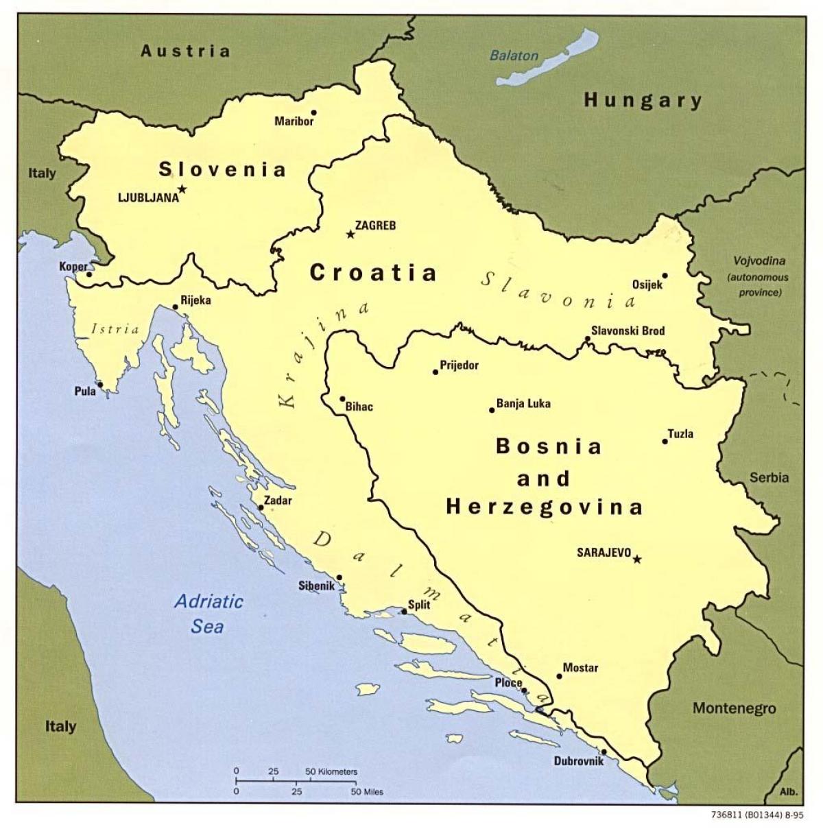 mapa de Bòsnia i Hercegovina i a països de l'entorn